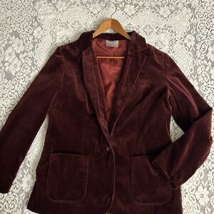 TanJay Women's Velvet Blazer in Deep Burgundy